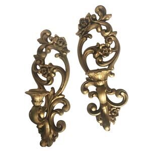 Vintage Homco by Syrocco Mid Century Candle Holder Wall Scones Plastic